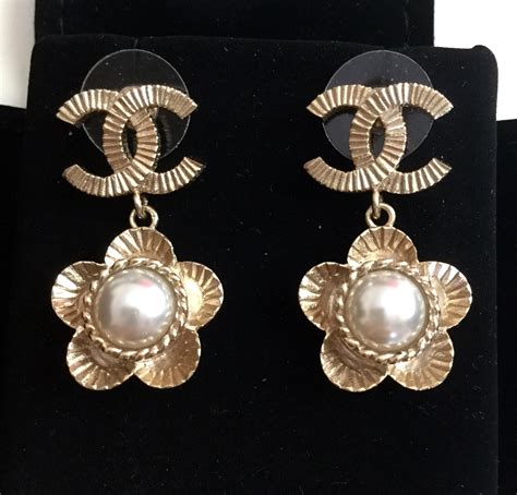 chanel cc style tear drop dangling earrings|vintage Chanel pearl drop earrings.